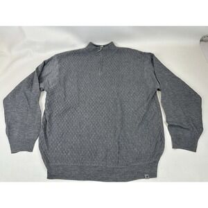 Stacy Adams Gray Quarter Zip Mock Neck Waffle Knit Pullover Sweater Men's SZ 3XL